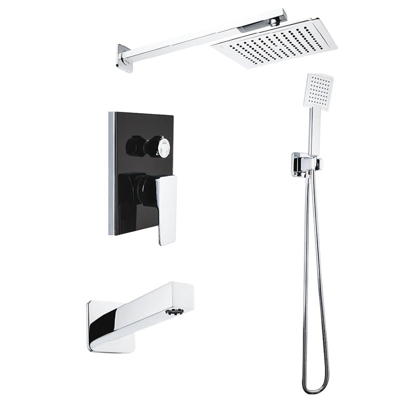  3927 Concealed Bath Set/3-Way / Square / Black Mirror