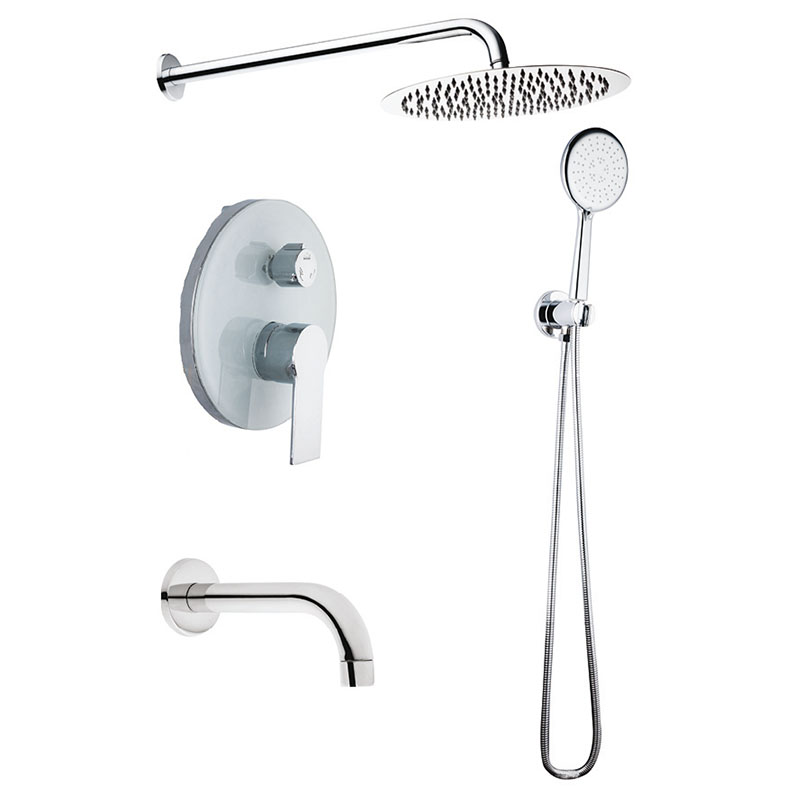  3930 Concealed Bath Set/3-Way / Round / White Mirror 